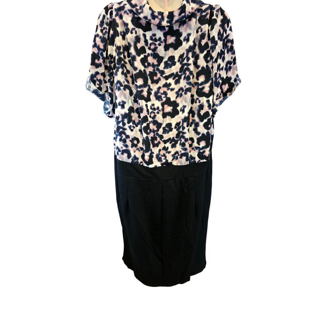 At The Knee Ponte Crepe stretch Dress  3 (3X) leapord bodice career proffesional - Picture 2 of 9